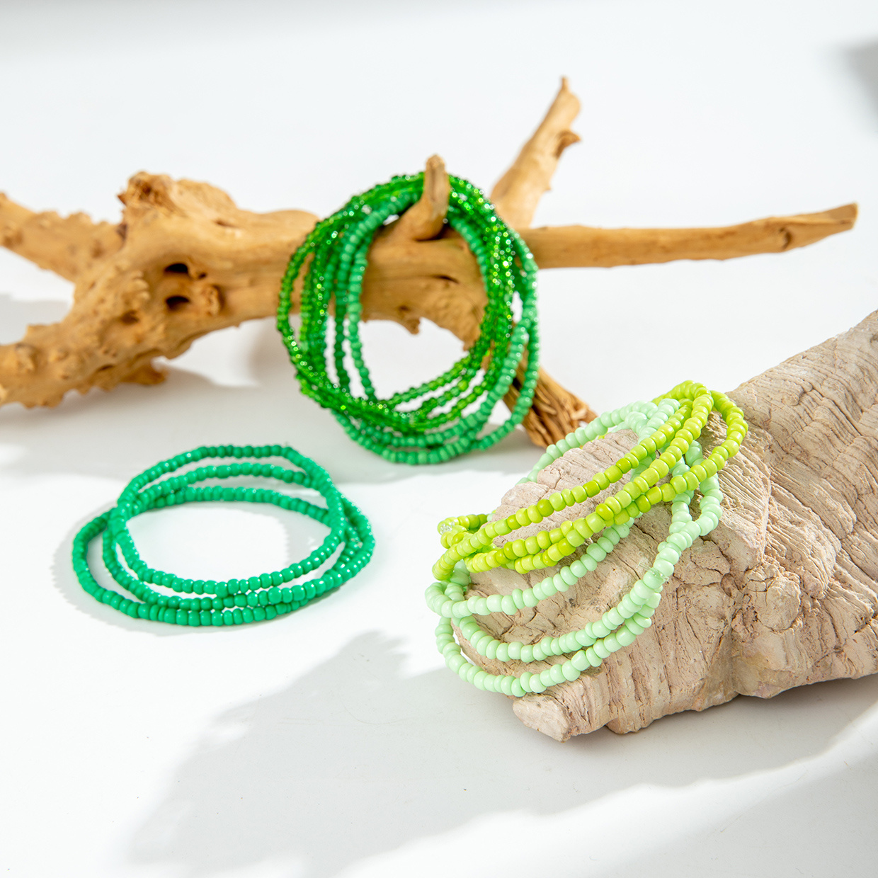 15pc Women's Multi-Layer Rice Bead Bracelets Set, Party Ready
